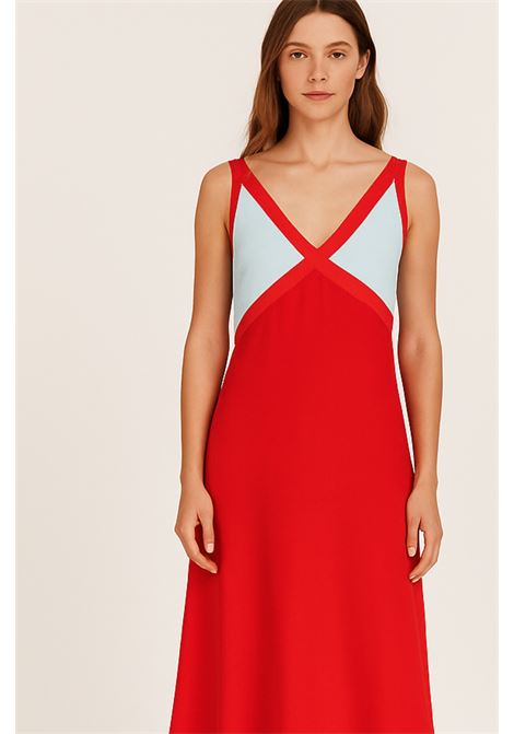 Abito midi rosso con dettagli celesti Cristina Beautiful Cristina Beautifull Life | Vestiti | EdithdRed